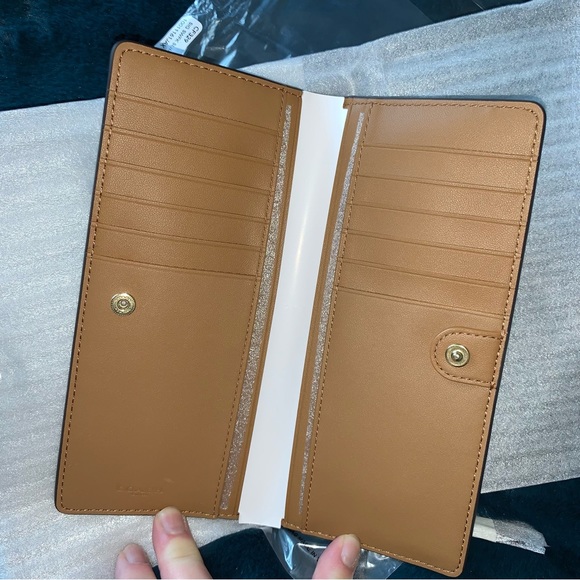 NEW! COACH Slim Signature Canvas Wallet with Snowflake Print, NEW WITH TAG! - Picture 6 of 15